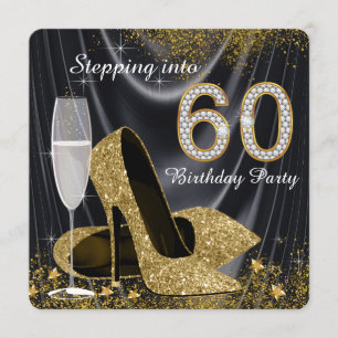 Invitation Black and Gold entrent en 60 Anniversaire