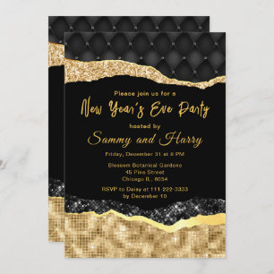 Invitation Black and Gold Glam Larmes fête de la Saint-Sylves