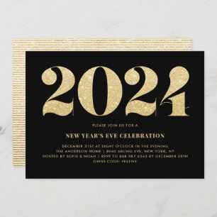 Invitation Black and Gold Glitter 2022