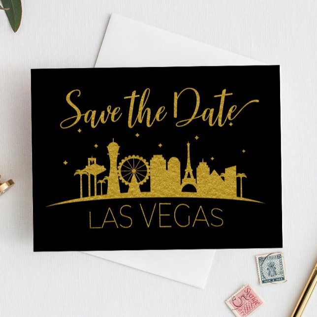 Invitation Black and Gold Las Vegas Mariage Enregistrer la da (Créateur téléchargé)