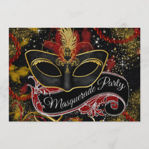 Invitation Black and Gold Masquerade Party