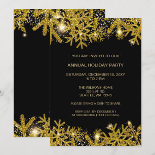 Invitation Black and Gold Modern Holiday Party