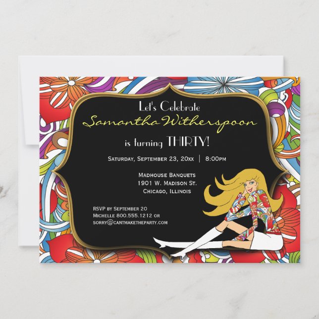Invitation Black And Gold Retro 30e anniversaire (Devant)