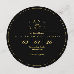 Invitation Black and Gold round enregistrer l'invitation de d