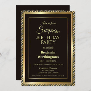 Invitation Black and Gold Surprise 60e anniversaire