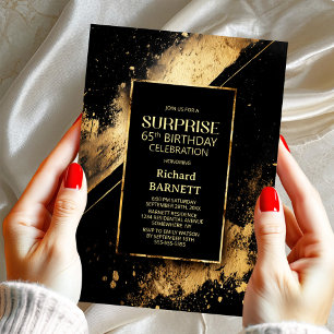 Invitation Black and Gold Surprise 65e anniversaire