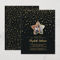 Black and Gold Sweet 16 Superstar Photo Anniversai