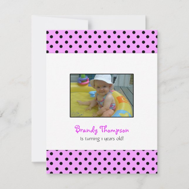 Invitation Black and Pink Polka Dot Party Invite (Devant)