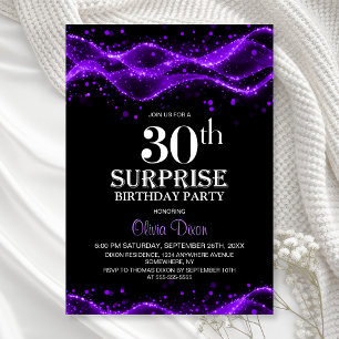 Invitation Black and Purple Surprise 30e anniversaire