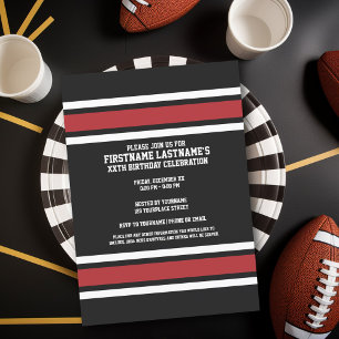 Invitation Black and Red Sports Jersey Nom personnalisé Numér