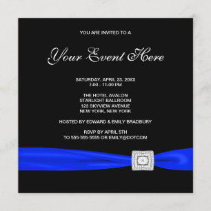 Invitation Black and Royal Blue All Occasion