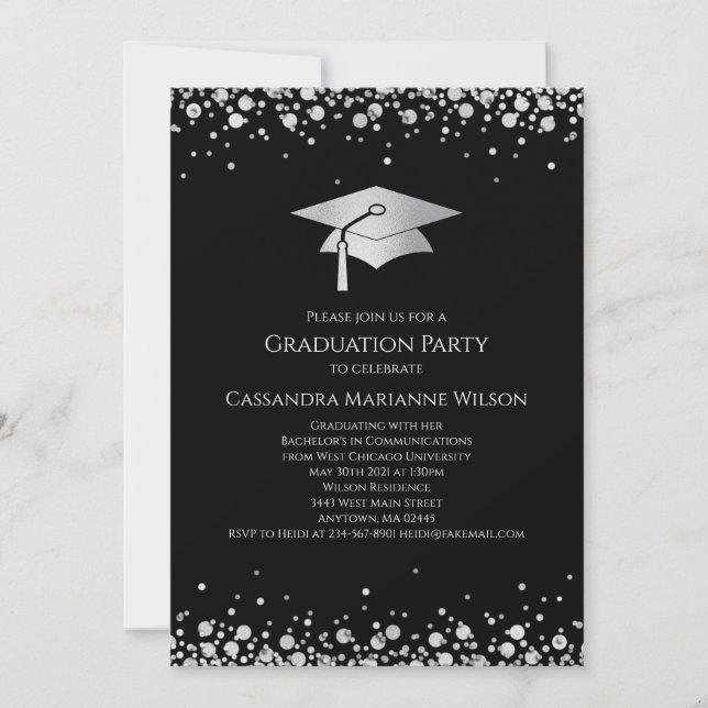 Invitation Black and Silver Graduation (Devant)