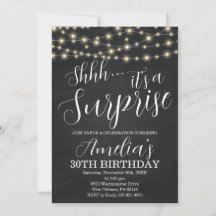 Black and String Light Surprise Anniversaire