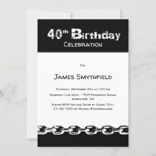 Invitation Black and White 40th Birthday Party