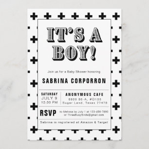 Invitation Black and White C'est un garçon Baby shower Invita