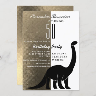 Invitation Black and White Dinosaur 50e anniversaire