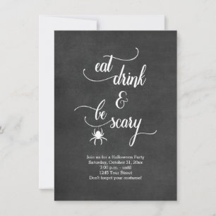 Invitation Black and White Eat Drink Be Effrayant Halloween P