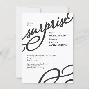 Invitation Black and White Elegance Surprise Anniversaire
