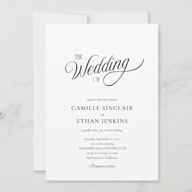 Invitation Black and White Elegant All in One Wedding (Devant)