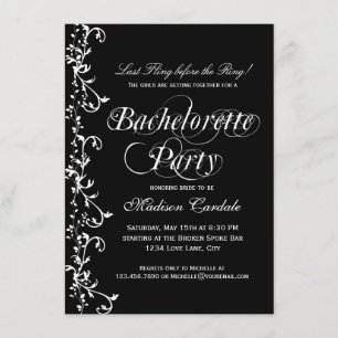 Invitation Black and White Elegant Bachelorette Party