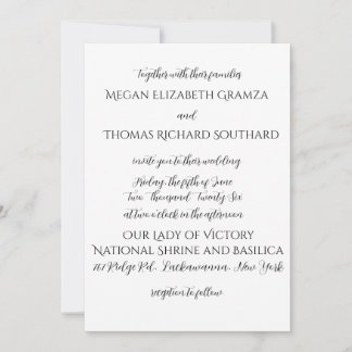 Invitation Black and White Elegant Simplicity Wedding Invite