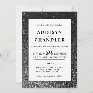 Invitation Black and White Glam Chic Moderne Parties scintill
