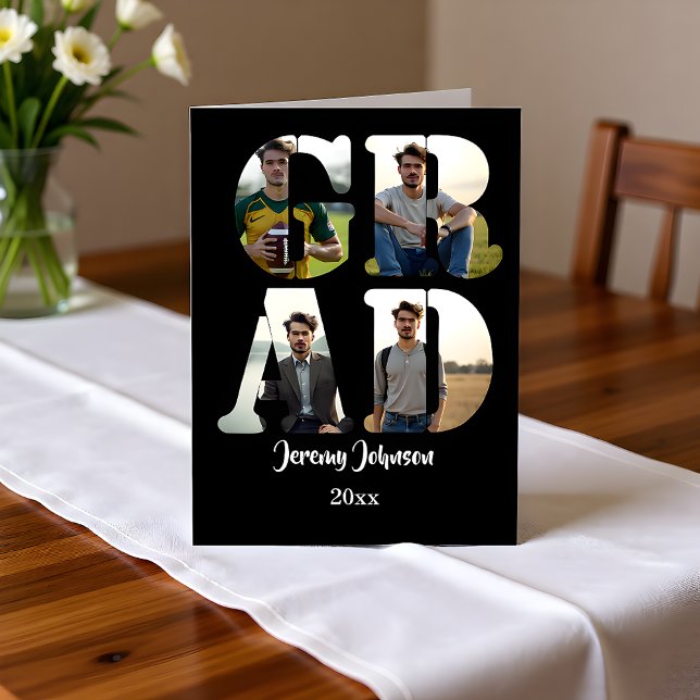 Invitation Black and White GRAD Photo Announcement (Créateur téléchargé)