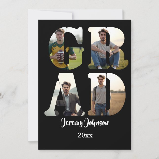 Invitation Black and White GRAD Photo Party  (Devant)