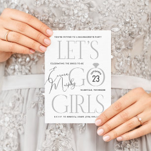Invitation Black and White Lets Go Girls Bachelorette Party