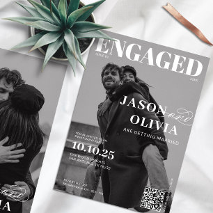 Invitation Black and White Magazine Cover Engagement Party