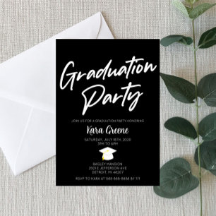 Invitation Black and White Minimal Graduation Party