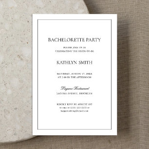 Invitation Black and White Modern Border Bachelorte Party