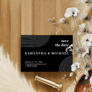 Invitation Black and White Modern Line Art Élégant Date de sa