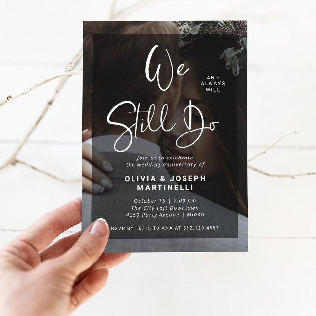 Invitation Black and White Overlay Photo Wedding Vow Renewal (Créateur téléchargé)