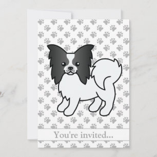 Invitation Black And White Papillon Chien Fête d'anniversaire