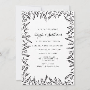 Invitation Black and White Rustic Elegant Anniversaire Party