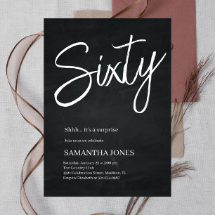 Invitation Black and White Soixante-dixième fête d'anniversai
