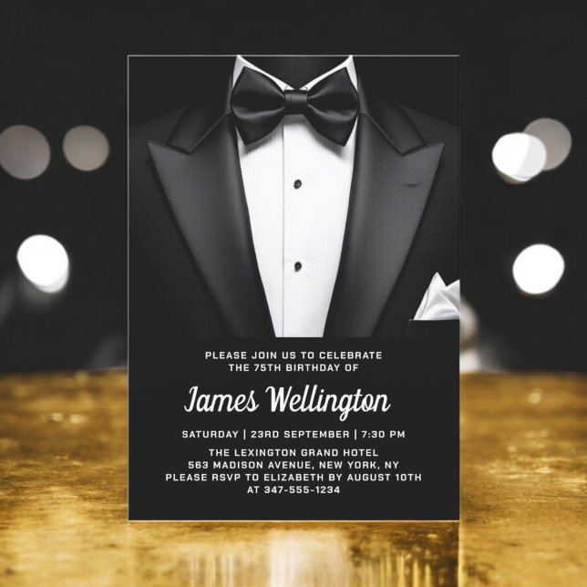 Invitation Black and White Tuxedo Tux Birthday Event (Créateur téléchargé)