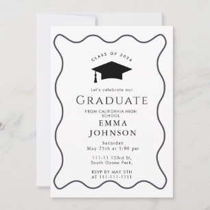 Invitation Black and White Vintage Elegant Graduation Party