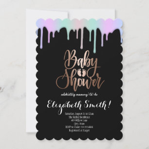Invitation Black, arc-en-ciel étoiles couleur Baby shower Inv