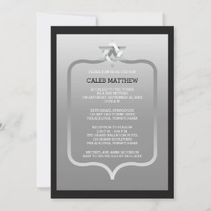 Invitation Black   Argent Star de David Brackets Bar Mitzvah