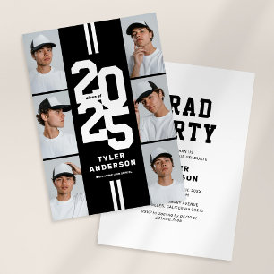 Invitation Black Athletic Photo Collage Graduation Party