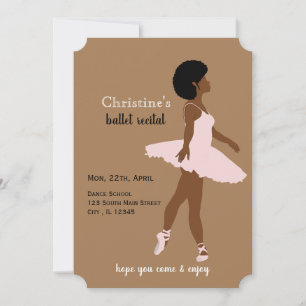Invitation Black ballerina afro récital de ballon de cheveux
