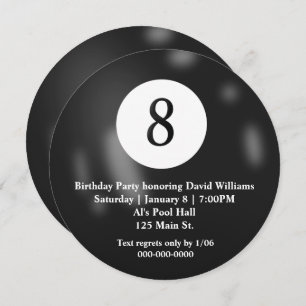 Invitation Black Billiard Huit Balles Anniversaire