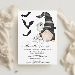 Invitation Black Blanc Halloween Gnome Little Boo Baby