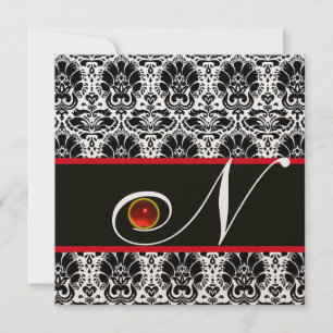 Invitation BLACK BLANC OR ROUGE DOMMASQUE MONOGRAM Ruby