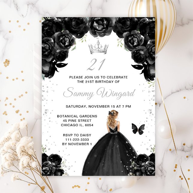 Invitation Black Blonde Hair Princess Anniversaire (Créateur téléchargé)