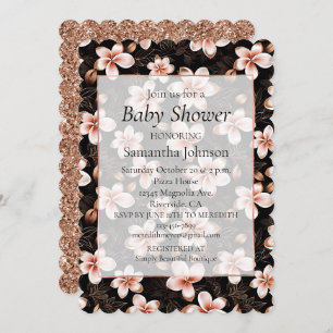 Invitation Black Blush Rose Rose Baby shower Floral Or