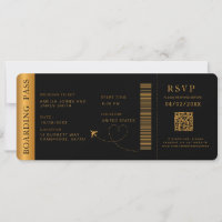 Black Boarding Pass Destination mariage Code QR
