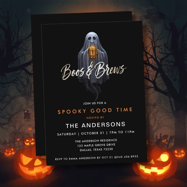 Invitation Black Boos & Brews Fantôme Halloween (Créateur téléchargé)